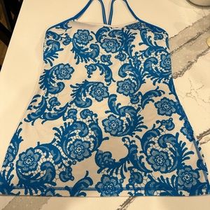 Lululemon Blue/white Floral tank  size 8